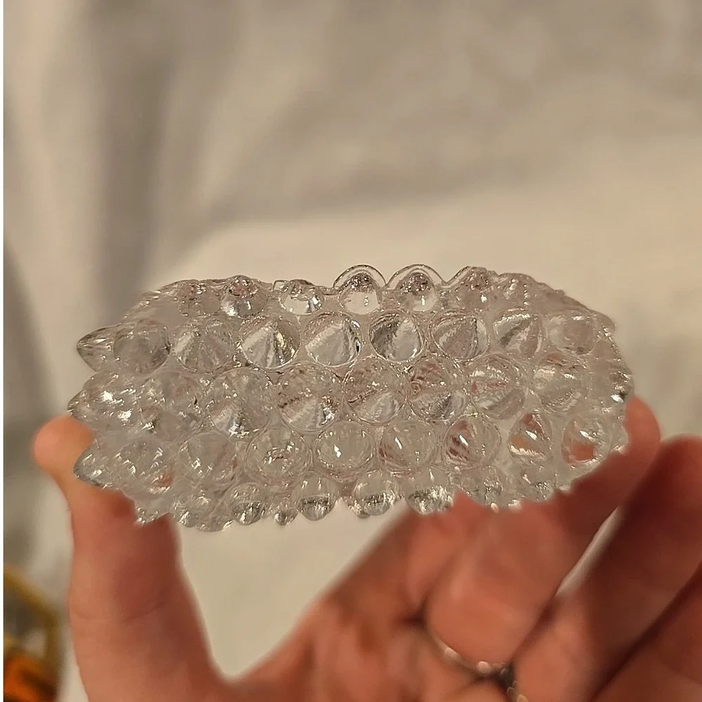 2 Vintage Fenton Hobnail Glass Square Votive Candle Holders‎